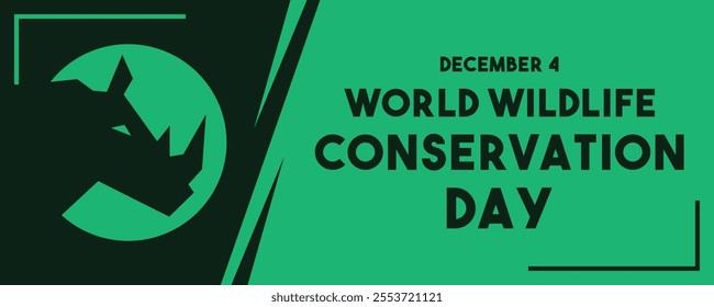 World Wildlife Conservation Day. December 4. Flat design vector. Rhino silhouette