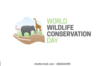 World Wildlife Conservation Day  Isolated Logo Icon With Hand