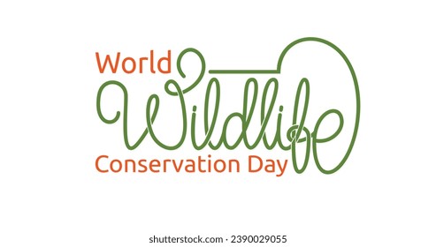 World Wildlife Conservation Day text Handwritten calligraphy. Great for awareness about preserving Earth’s endangered flora and fauna. Illustration text vector