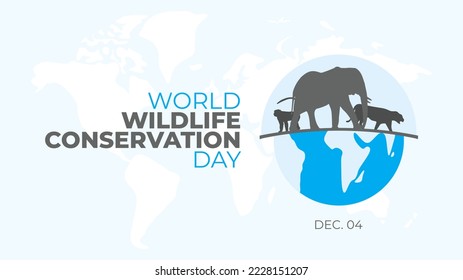 World Wildlife Conservation Day vector illustration template in trendy design style with globe and mammal. International event observed every dec 4. Perfect for your poster or banner.