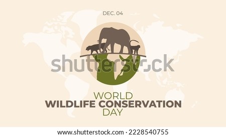 World Wildlife Conservation Day vector illustration template in trendy design style with globe and mammal. International event observed every dec 4. Perfect for your poster or banner.