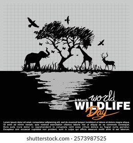 World Wildlife Day, 3 March, Poster and banner vector