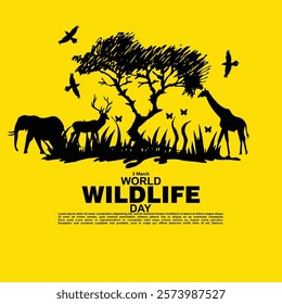 World Wildlife Day, 3 March, Poster and banner vector