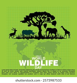 World Wildlife Day, 3 March, Poster and banner vector