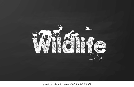 World Wildlife Day. Wildlife Day with the animal in forest. Wildlife creative design for social media post.