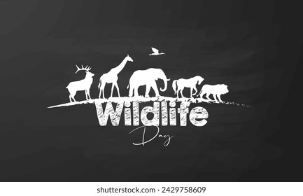 In: World Wildlife Day. Tag der Wildtiere mit dem Tier im Wald. Wildlife Creative Design für Social Media Post.