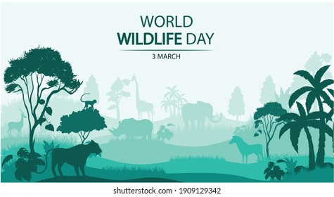 World Wildlife Day with the animal in junggle - Shutterstock ID 1909129342