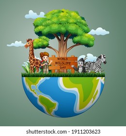 World Wildlife Day with the animals and the explorer girl