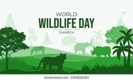 World Wildlife Day background with the animal in junggle. Good for celebration world wildlife day or presentation for save earth.