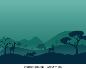 World Wildlife Day background with animals in forests and mountains. vector illustration