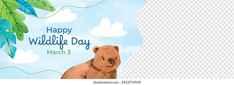 World Wildlife Day Background. World Wildlife Day celebration. March 3. Cartoon Vector illustration design for Poster, Banner, Flyer, Card, Cover, Post. animals in forest. wild animals background.