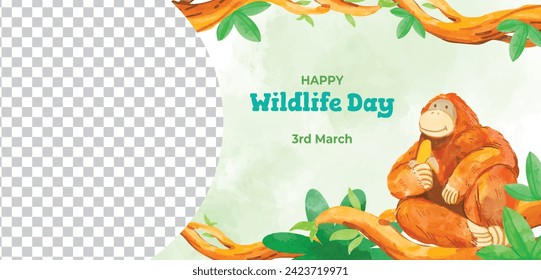 World Wildlife Day Background. World Wildlife Day celebration. March 3. Cartoon Vector illustration design for Poster, Banner, Flyer, Card, Cover, Post. animals in forest. wild animals background.