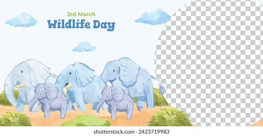 World Wildlife Day Background. World Wildlife Day celebration. March 3. Cartoon Vector illustration design for Poster, Banner, Flyer, Card, Cover, Post. animals in forest. wild animals background.