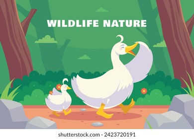 World Wildlife Day Background. World Wildlife Day celebration. March 3. Cartoon Vector illustration design for Poster, Banner, Flyer, Card, Cover, Post. animals in forest. wild animals background.