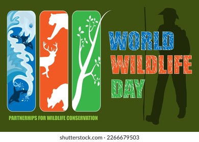 world wildlife day concept. 2023 theme. conservation. illustration vector