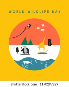 World wildlife day concept illustration