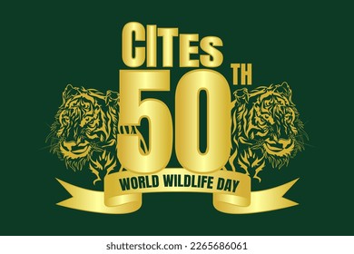 world wildlife day concept. web banner cites 50 years. illustration vector