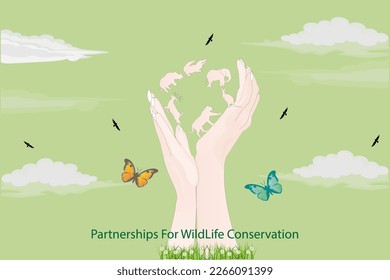 world wildlife day concept. web banner design. 2023 theme. illustration vector