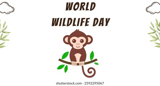 "WORLD WILDLIFE DAY" , CREATIVE BANNER illustration ,flat vector , useful for nature education ,celebrations and holidays.