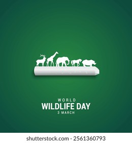 World Wildlife Day. Wildlife creative concept. Wildlife animal and earth. World Animal Day concept.