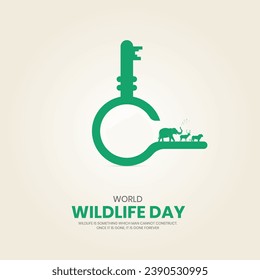 Welttag der Tierwelt. Kreatives Wildlife-Design für Social Media-Poster.