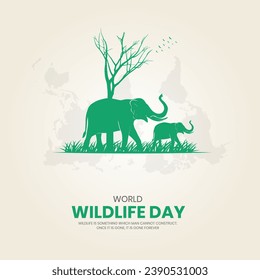 Welttag der Tierwelt. Kreatives Wildlife-Design für Social Media-Poster.