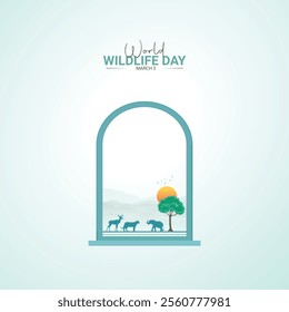 World Wildlife Day creative design. wildlife Day social media poster vector illustration.