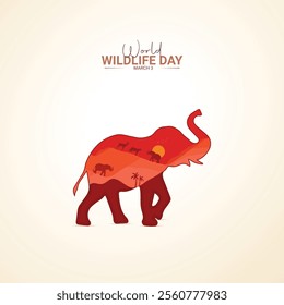 World Wildlife Day creative design. wildlife Day social media poster vector illustration.
