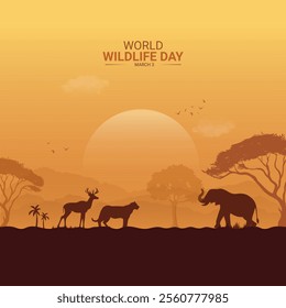World Wildlife Day creative design. wildlife Day social media poster vector illustration.