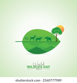 World Wildlife Day creative design. wildlife Day social media poster vector illustration.