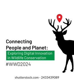  world wildlife day design with reindeer dan pin on its head