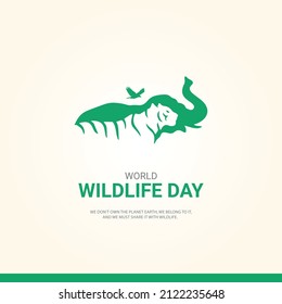 World wildlife day, elephant and tiger vector design for poster, banner vector illustration 01  - Shutterstock ID 2122235648