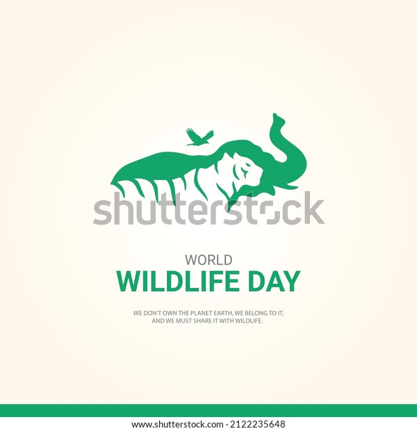 World wildlife day, elephant and\
tiger vector design for poster, banner vector illustration 01\
