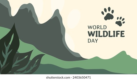 world wildlife day. Flat vector design with paw sign for background, banner, poster, advertisement