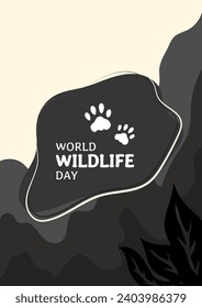 world wildlife day. Flat vector design with paw sign for poster, banner, background, advertisement