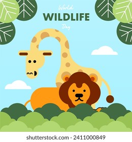 World wildlife day illustration. Wildlife day background. Animal wildlife day illustration background
