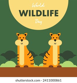 World wildlife day illustration. Wildlife day background. Animal wildlife day illustration background