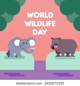 World wildlife day illustration. Wildlife day background. Animal wildlife day illustration background