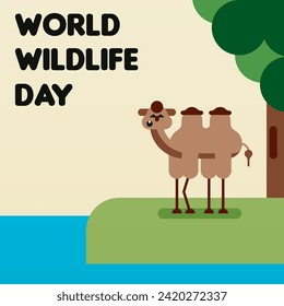 World wildlife day illustration. Wildlife day background. Animal wildlife day illustration background