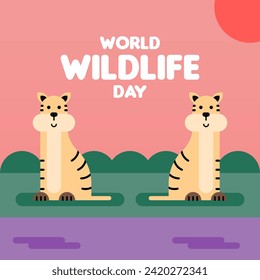 World wildlife day illustration. Wildlife day background. Animal wildlife day illustration background