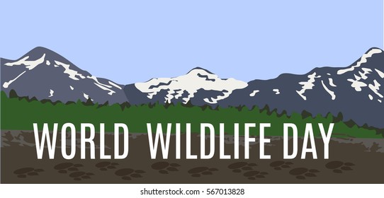 World Wildlife day Illustration with footprint
