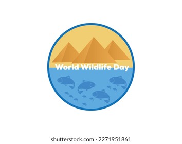 Design-Vorlage für das World Wildlife Day-Logo, März. Welttag der Tierwelt mit dem Tier in Wald , Papier Kunst und digitales Handwerk Stil.