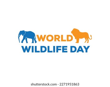 Design-Vorlage für das World Wildlife Day-Logo, März. Welttag der Tierwelt mit dem Tier in Wald , Papier Kunst und digitales Handwerk Stil.