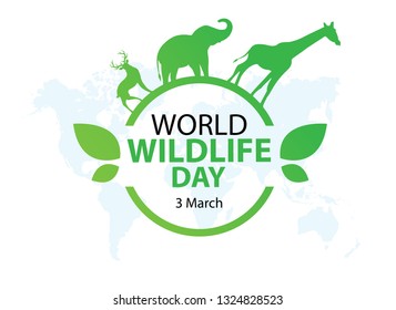 World Wildlife Day, March 3. Vector illustration for you design, card, banner, poster. 