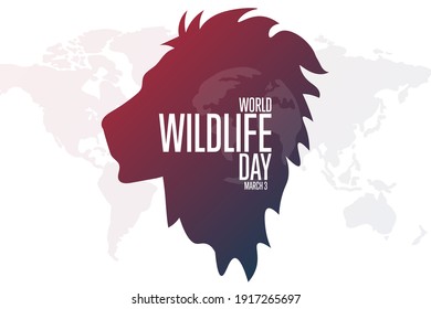 World Wildlife Day. March 3. Holiday concept. Template for background, banner, card, poster with text inscription. Vector EPS10 illustration