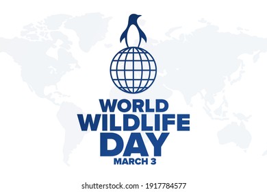 World Wildlife Day. March 3. Holiday concept. Template for background, banner, card, poster with text inscription. Vector EPS10 illustration