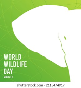 World wildlife day. March 3. Elephant head icon on green background. Poster or banner. svg