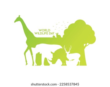 World Wildlife Day. March 3. Gradient. White background. Poster, banner, card, background. Eps 10.