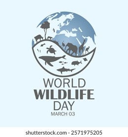 World wildlife Day. March 3. Vector illustration. Holiday poster, banner, card, postcard, poster, background design.