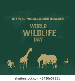 World Wildlife Day, March 3rd. Social Media Post Vector Design Template